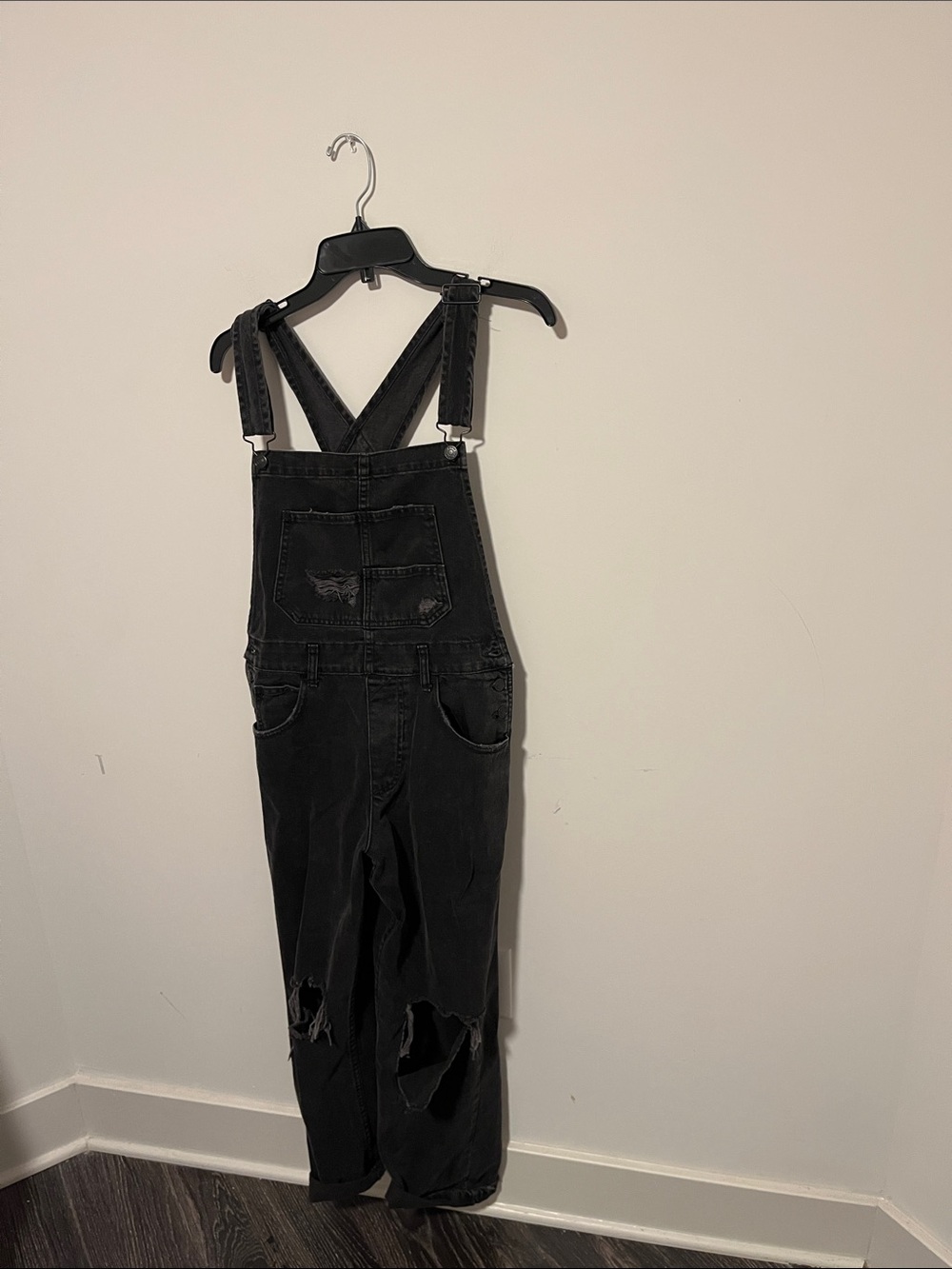 Black Distressed Women's WE THE FREE Denim Overalls